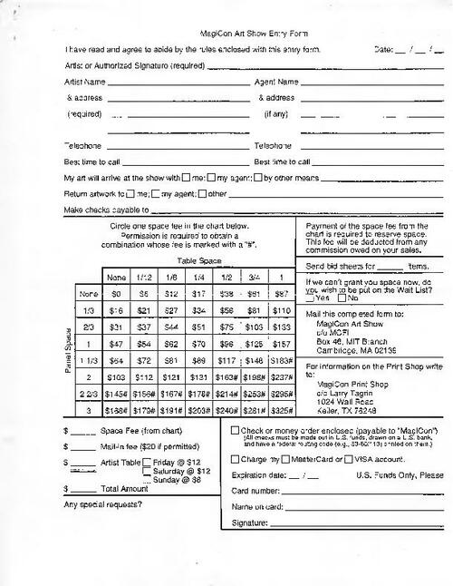 Art Show entry form